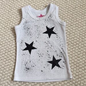 Kids Starry Sleeveless Tank Top - White and Black